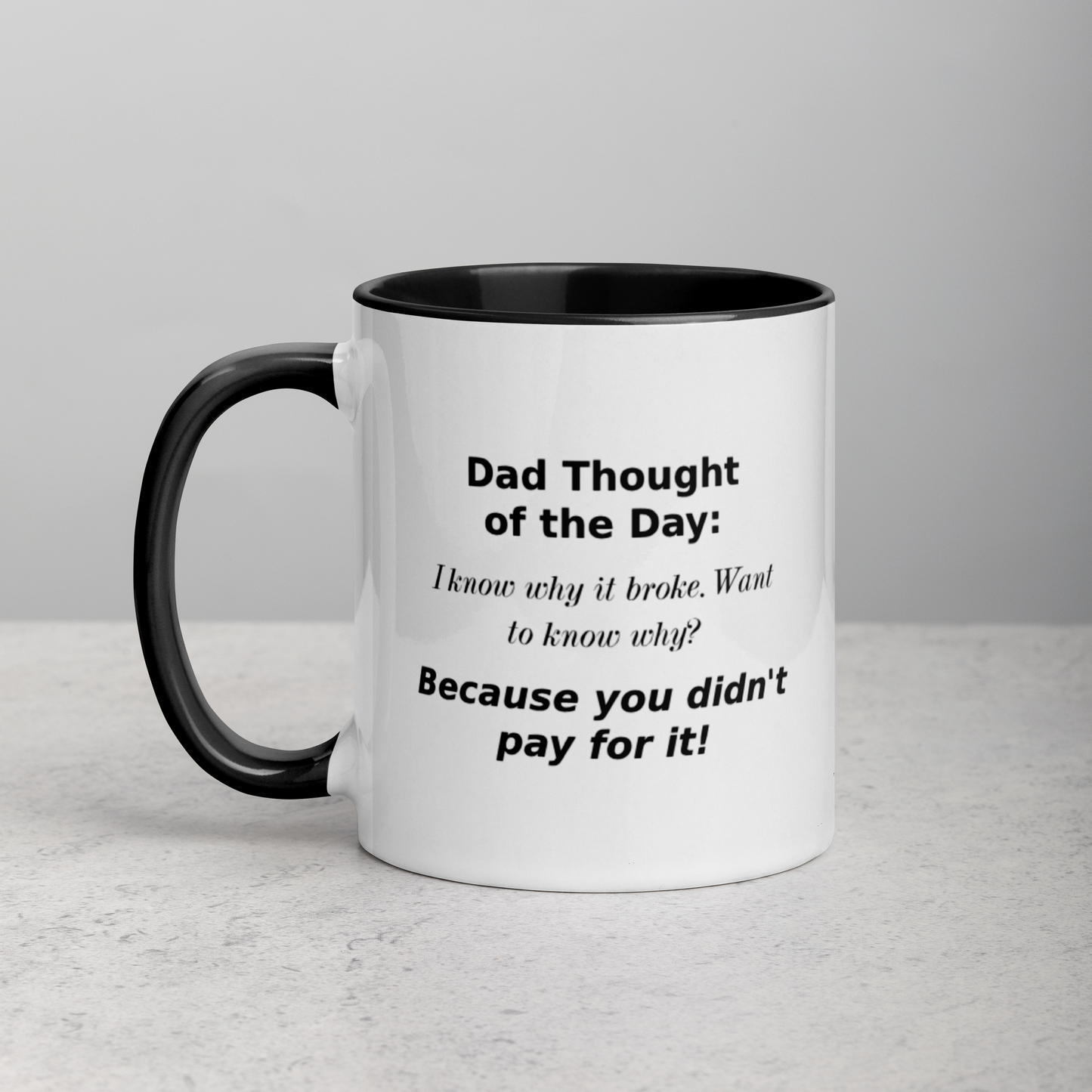 Dad Thoughts Mug: It Broke